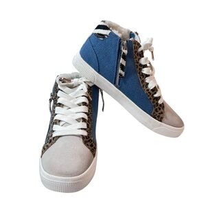 Dolce Vita Zonya Fashion Sneakers Womens Size 6 New Denim Cheetah